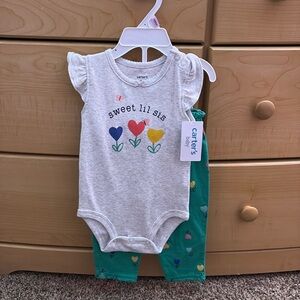 Baby Girl Carter’s Short Sleeve and Pants Set - Size 9 Months - NWT